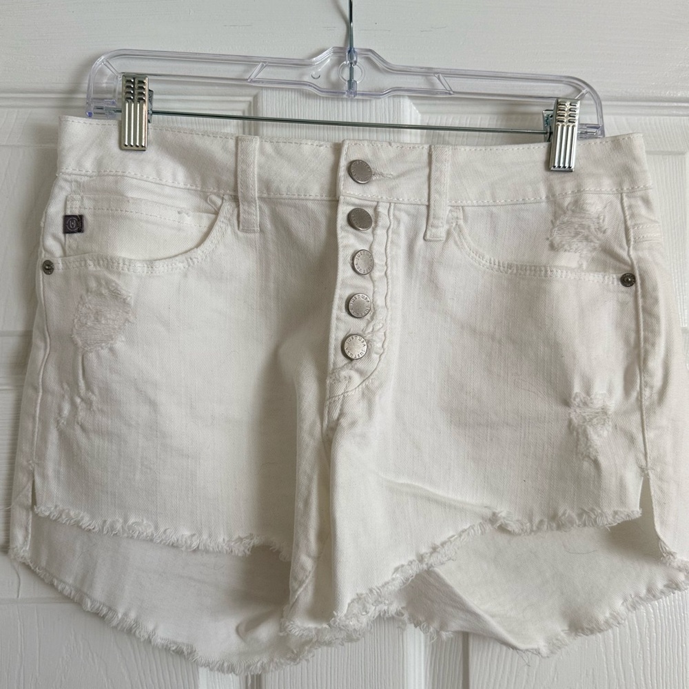 Just USA White Jean Shorts Distressed Frayed Hem